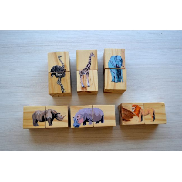 Puzzle Rompecabezas Cubos de madera Animales