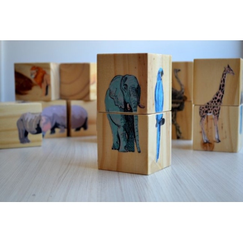 Puzzle Rompecabezas Cubos de madera Animales